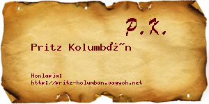 Pritz Kolumbán névjegykártya